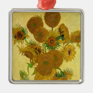 Adorno Metálico Vincent van Gogh - Jarrón con quince girasoles