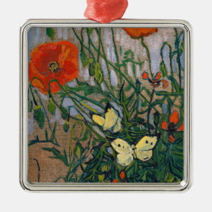 Adorno Metálico Vincent van Gogh - Mariposas y Amapolas
