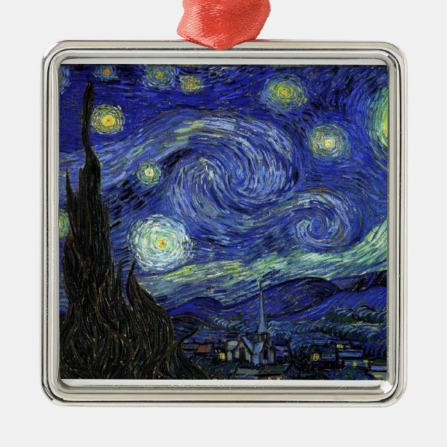 Adorno Metálico Vincent van Gogh, Noche Starry (Frente)