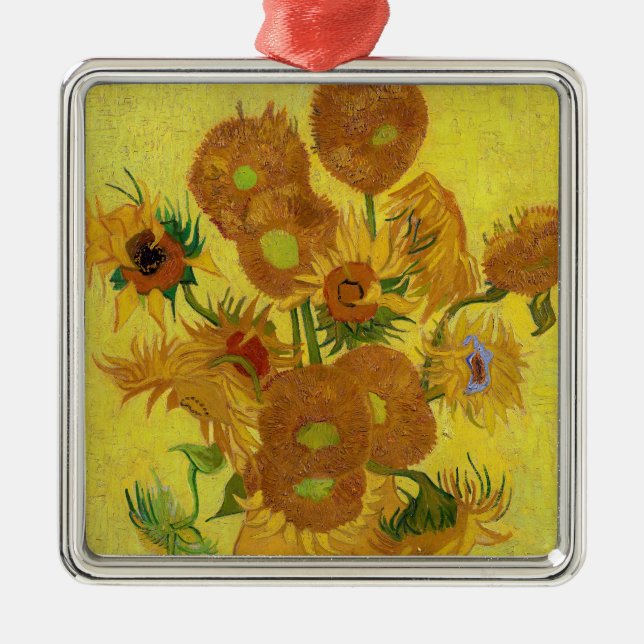 Adorno Metálico Vincent van Gogh - Vase con quince girasoles (Frente)