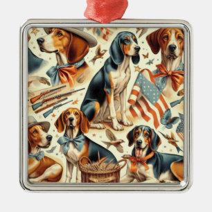 Adorno Metálico Viñeta Coonhound Perro sin soldadura