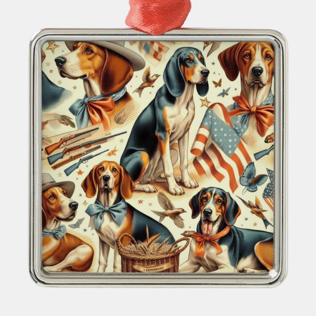 Adorno Metálico Viñeta Coonhound Perro sin soldadura (Frente)
