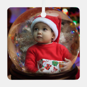 Adorno Metálico Viñeta de fotos de la festividad navideña mágica e