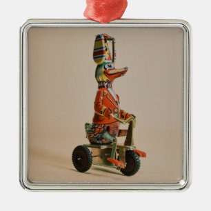 Adorno Metálico Vintage Antique Toy Duck on Bike