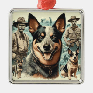 Adorno Metálico Vintage Australian Cattle Dog Ilustracion