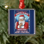 Adorno Metálico Vintage Christmas Santa dice Feliz Navidad<br><div class="desc">Este diseño folclórico Navidad presenta un anticuado Santa Claus similar a un poster reclutador que dice: "Te quiero". Este diseño rojo, blanco y azul dice: "Una noche sólo Santa Claus del Polo Norte. Quiero que digas Feliz Navidad". Gran diseño para todo aquel que ame el folklore de los Navidades, Santa...</div>