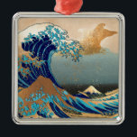 Adorno Metálico Vintage de PixDezines, Gran Ola, Hokusai 葛 飾 北 斎 の<br><div class="desc">PixDezinves Vintage de arte japonés con falso acento dorado. La Gran Ola de Kanagawa es una de las más vistas a nivel mundial. El artista,  Hokusai,  1832 (Periodo Edo). Representando el okinami como las grandes olas,  NO el tsunami.  Digitalmente realzado por PixDezines.Copyright © 2008-2014 PixDezines.com™ y PixDezines™ en zazzle.com</div>