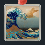 Adorno Metálico Vintage de PixDezines, Gran Ola, Hokusai 葛 飾 北 斎 の<br><div class="desc">PixDezinves Vintage de arte japonés con falso acento dorado. La Gran Ola de Kanagawa es una de las más vistas a nivel mundial. El artista,  Hokusai,  1832 (Periodo Edo). Representando el okinami como las grandes olas,  NO el tsunami.  Digitalmente realzado por PixDezines.Copyright © 2008-2014 PixDezines.com™ y PixDezines™ en zazzle.com</div>