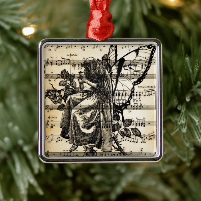 Adorno Metálico Vintage Fairy & Music (Árbol)