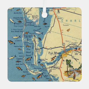 Adorno Metálico Vintage Ft. Mapa de Myers