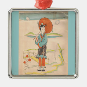 Adorno Metálico Vintage Geisha