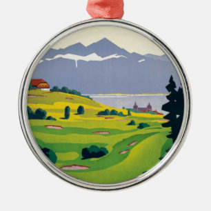 Adorno Metálico Vintage Golf Lausanne City Lake Suiza