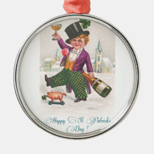 Adorno Metálico Vintage Happy St Patricks Day Shamrock Champagne