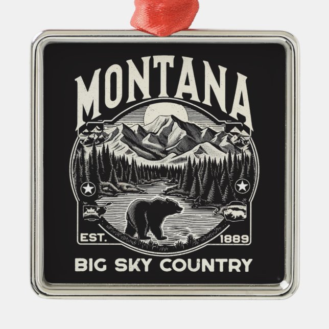 Adorno Metálico Vintage Montana Big Sky Country (Frente)