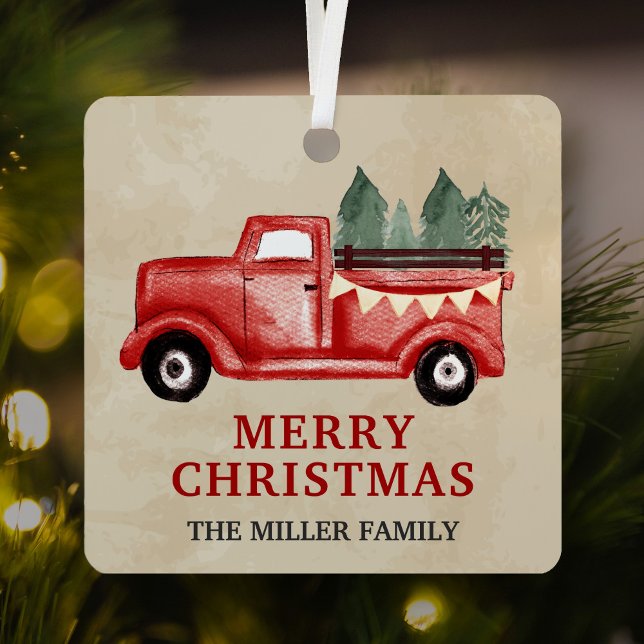 Adorno Metálico Vintage Red Pickup Truck Christmas (Subido por el creador)