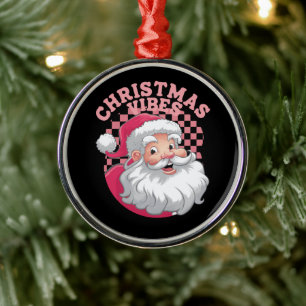 Adorno Metálico Vintage Retro Papá Noel Rosa Navidad