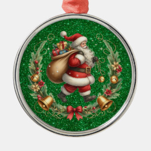 Adorno Metálico Vintage Santa Ornament