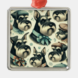 Adorno Metálico Vintage Schnauzer Seamless Ilustracion