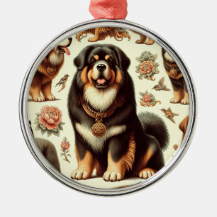 Adorno Metálico Vintage Tibetan Mastiff Pintado sin Maravilla