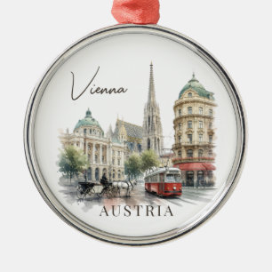 Adorno Metálico Vintage Watercolor Vienna Austria