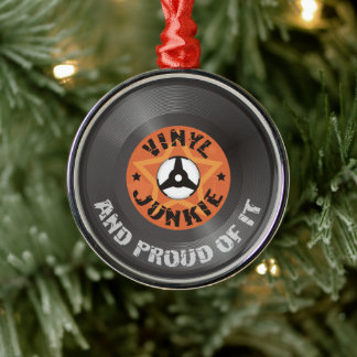 Adorno Metálico Vinyl Junkie - Y orgulloso de ello