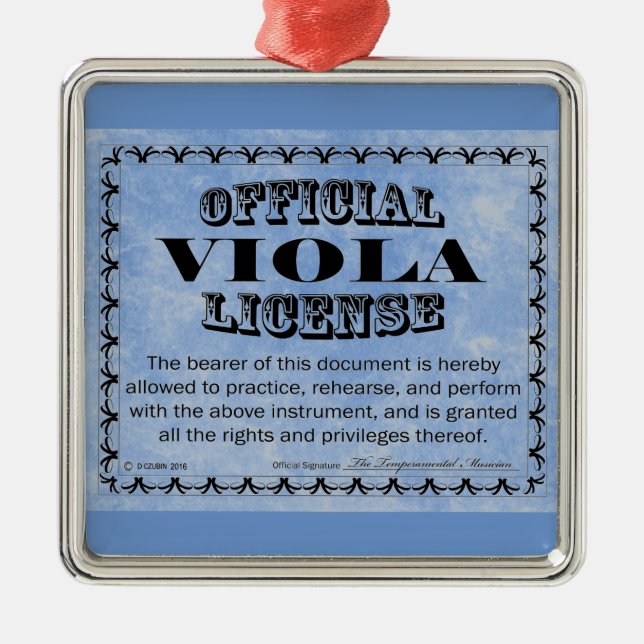 Adorno Metálico Viola License Ornament Metalizado (Frente)