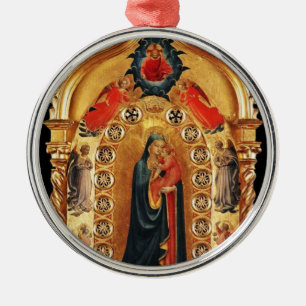 ADORNO METÁLICO VIRGEN CON ICONO DE ARTE SAGRADO DE ORO INFANTIL Y