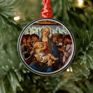 Adorno Metálico Virgen y Niño con ocho ángeles por Botticelli