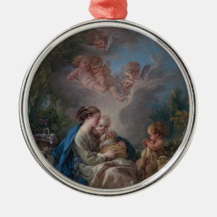 Adorno Metálico Virgen y niño con San Juan Bautista