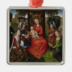 Adorno Metálico Virgen y niño con santos Catalina de Alejandría