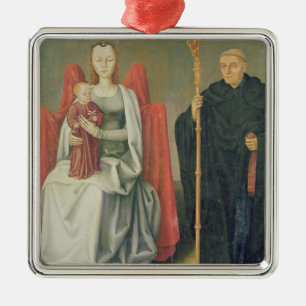 Adorno Metálico Virgen y niño con St. Benedicto