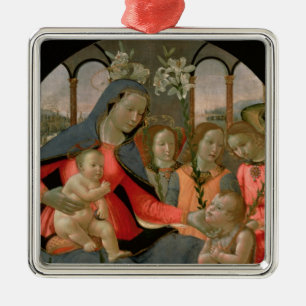Adorno Metálico Virgen y niño con St. John el Bautista