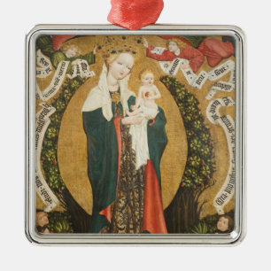 Adorno Metálico Virgen y niño en una luna creciente de Destna