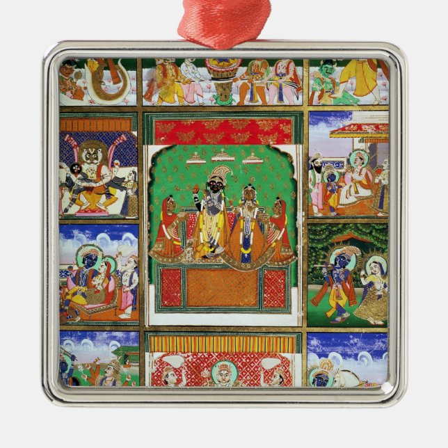 Adorno Metálico Vishnu en el centro de sus diez avatares, Jaipur, (Frente)
