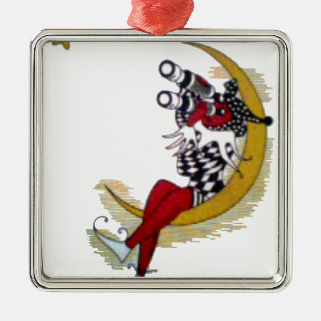 Adorno Metálico Vista cósmica: El elfo en la aventura lunar (Frente)