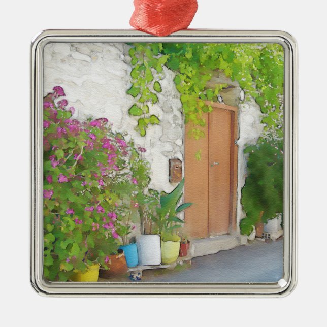 Adorno Metálico Vista de calle acuarela (Frente)