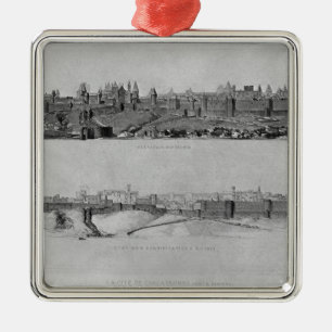 Adorno Metálico Vista de Carcasona del lado oeste