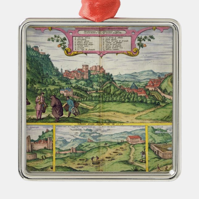 Adorno Metálico Vista de la Alhambra, de 'Civitates Orbis Terrar (Frente)