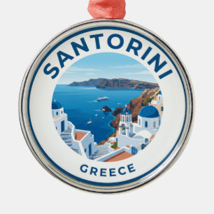 Adorno Metálico Vista de la Caldera Santorini Grecia