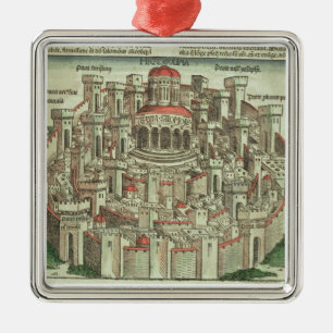 Adorno Metálico Vista de la ciudad emparedada de Jerusalén que