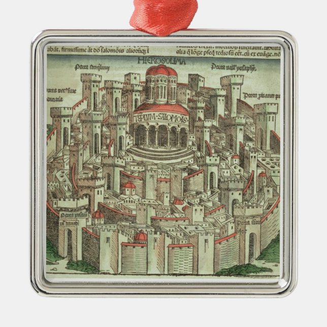 Adorno Metálico Vista de la ciudad emparedada de Jerusalén que (Frente)