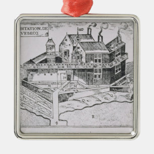 Adorno Metálico Vista de Quebec desde Champlain