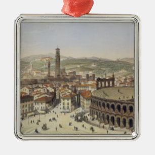 Adorno Metálico Vista de Verona, grabada por L. Cherbuin (en del