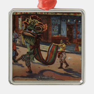 Adorno Metálico Vista del desfile en Chinatown