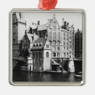 Adorno Metálico Vista del Speicherstadt Hamburgo, c.1910
