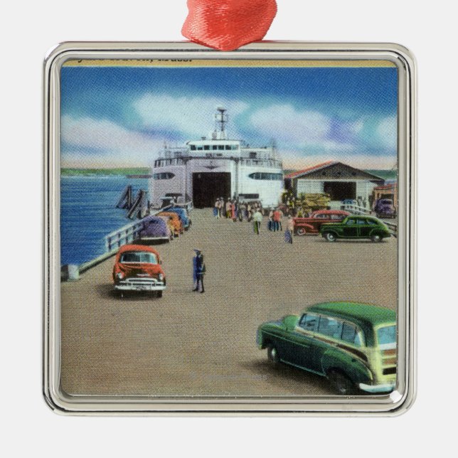 Adorno Metálico Vista del transbordador en el embarcadero (Frente)