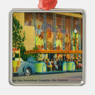 Adorno Metálico Vista del tren del elefante