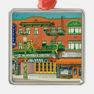 Adorno Metálico Vista exterior del Teatro Mandarin,