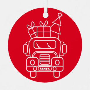 Adorno Metálico Vista frontal del camión de Navidades de esquema
