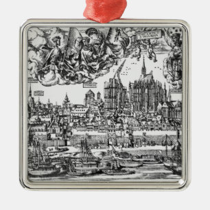 Adorno Metálico Vista general de Colonia, 1531 (grabado) (pho de